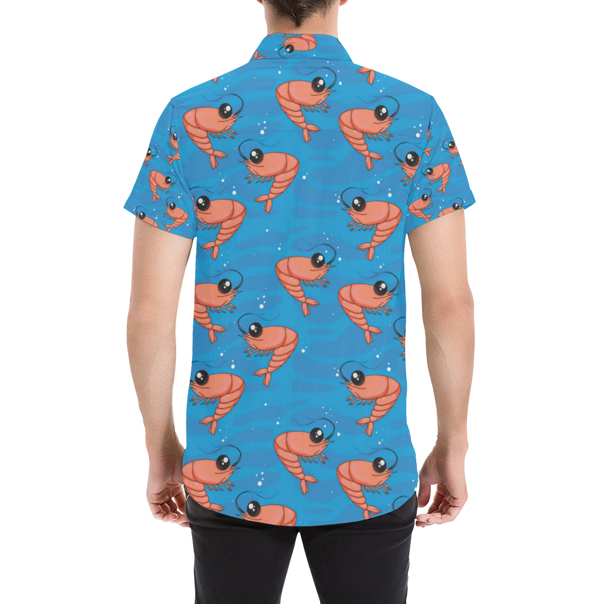 Prawn Cute Pattern Print Design 03 Men's Short Sleeve Button Up Shirt