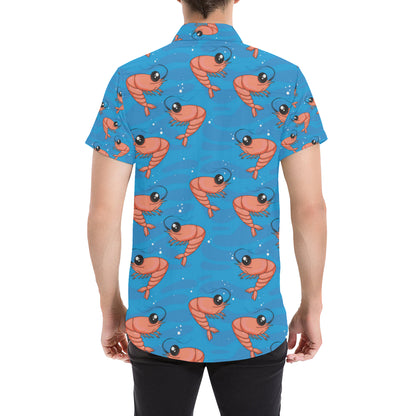 Prawn Cute Pattern Print Design 03 Men's Short Sleeve Button Up Shirt