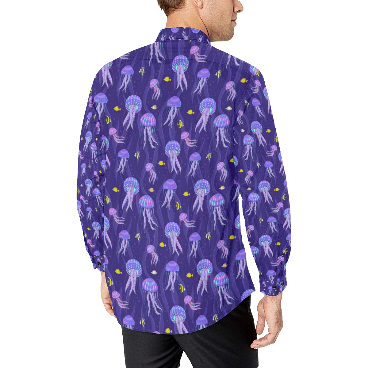 Jellyfish Style Print Men's Long Sleeve Shirt