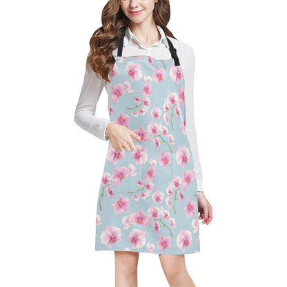 Orchid Pink Pattern Print Design OR01 Apron with Pocket