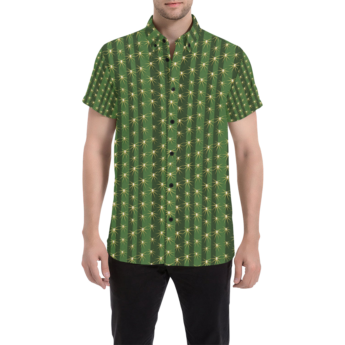 Cactus Skin Print Pattern Men's Short Sleeve Button Up Shirt