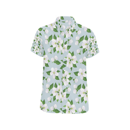 Apple blossom Pattern Print Design AB04 Men's Short Sleeve Button Up Shirt