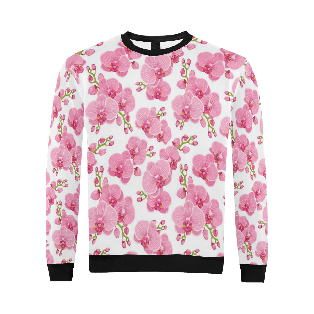 Orchid Pink Pattern Print Design OR07 Men Long Sleeve Sweatshirt