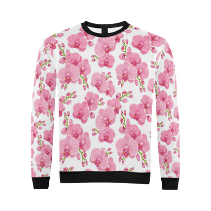 Orchid Pink Pattern Print Design OR07 Men Long Sleeve Sweatshirt
