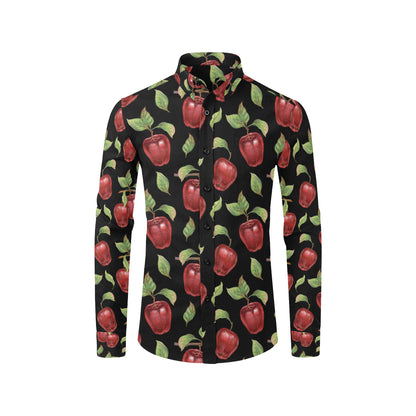Apple Pattern Print Design AP011 Men's Long Sleeve Shirt