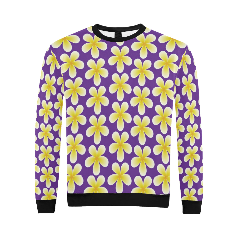 Yellow Plumeria Pattern Print Design PM05 Men Long Sleeve Sweatshirt