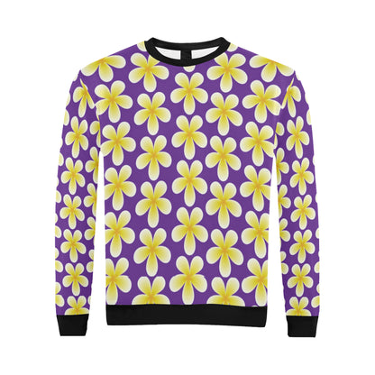 Yellow Plumeria Pattern Print Design PM05 Men Long Sleeve Sweatshirt