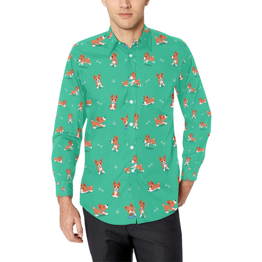 Basenji Pattern Print Design 02 Men's Long Sleeve Shirt