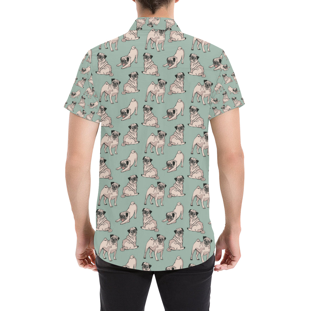 Pug Pattern Print Design A01 Men's Short Sleeve Button Up Shirt