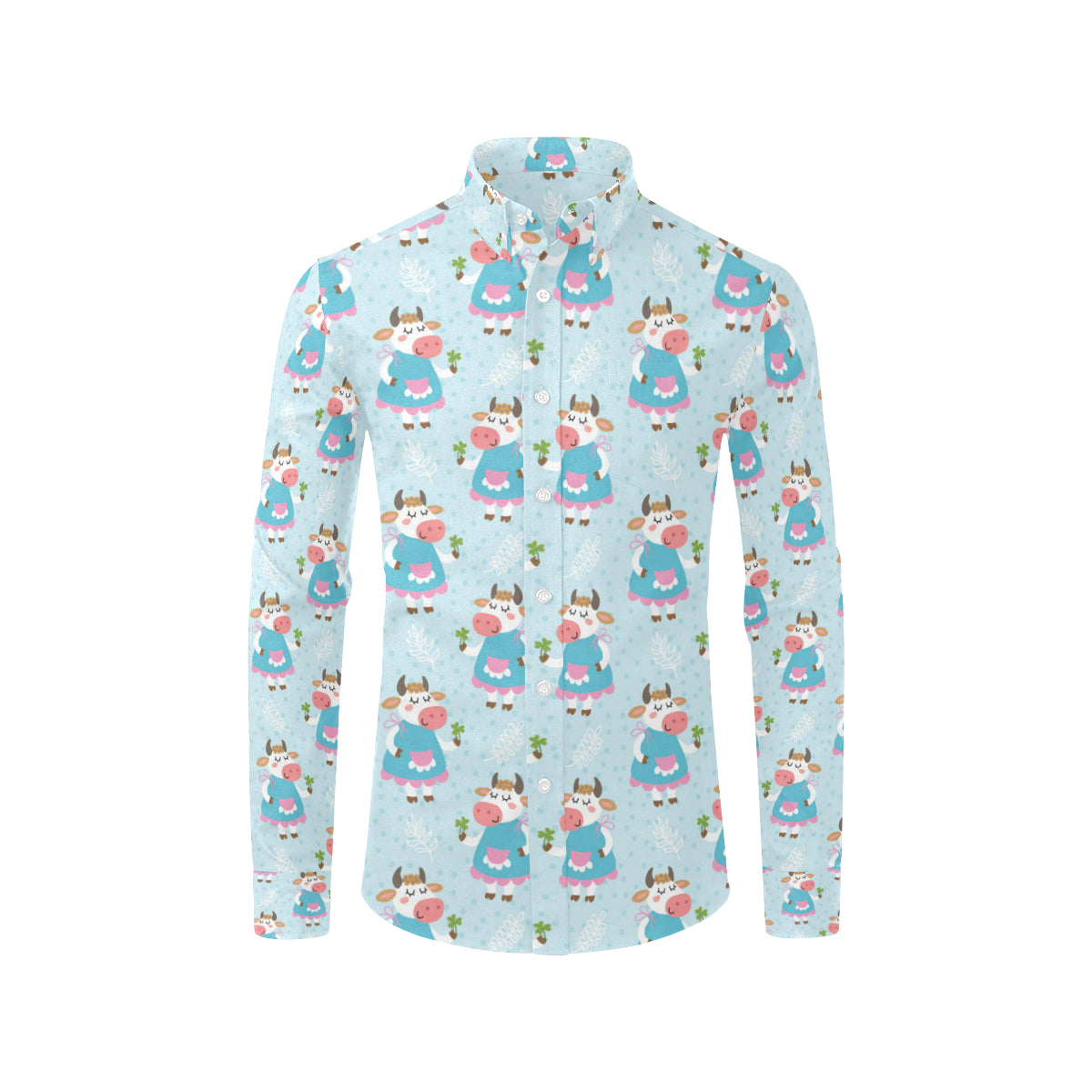 Cattle Happy Pattern Print Design 03 Men's Long Sleeve Shirt