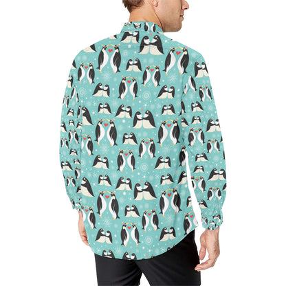 Penguin Love Print Men's Long Sleeve Shirt