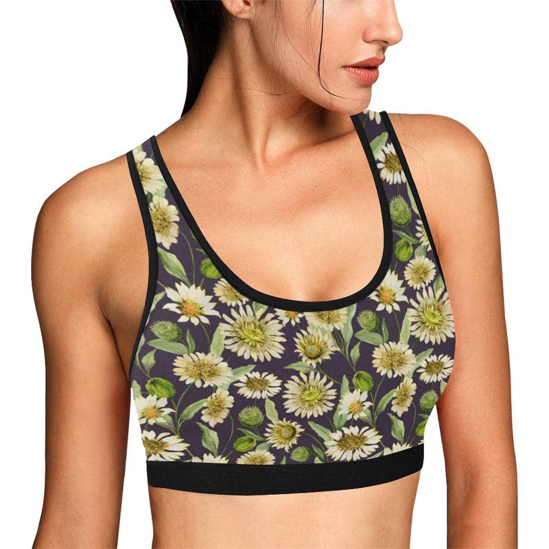 Daisy Vintage Print Pattern Sports Bra