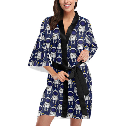 Astronaut Pattern Print Design 01 Women's Short Kimono