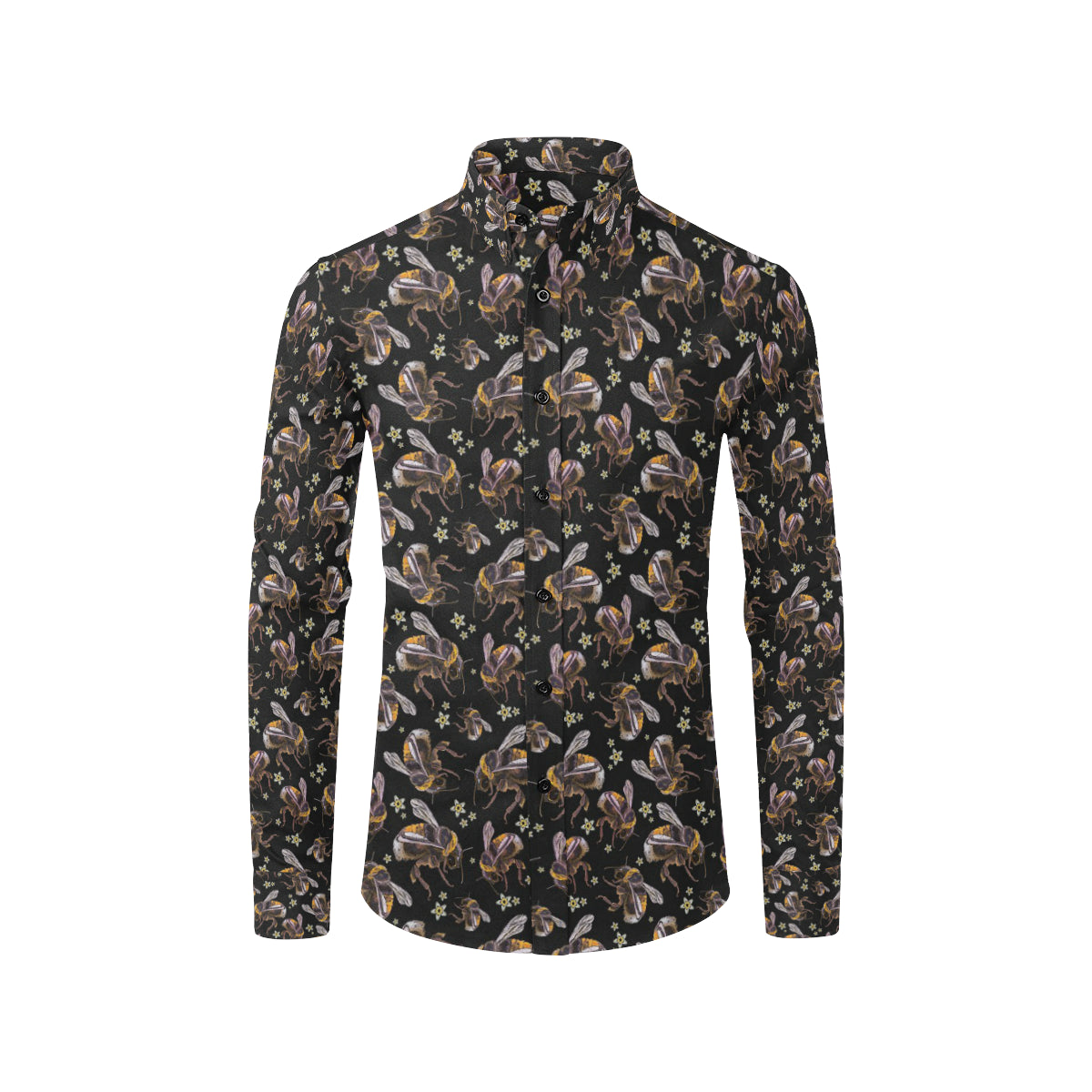 Bee Pattern Print Design 04 Men's Long Sleeve Shirt