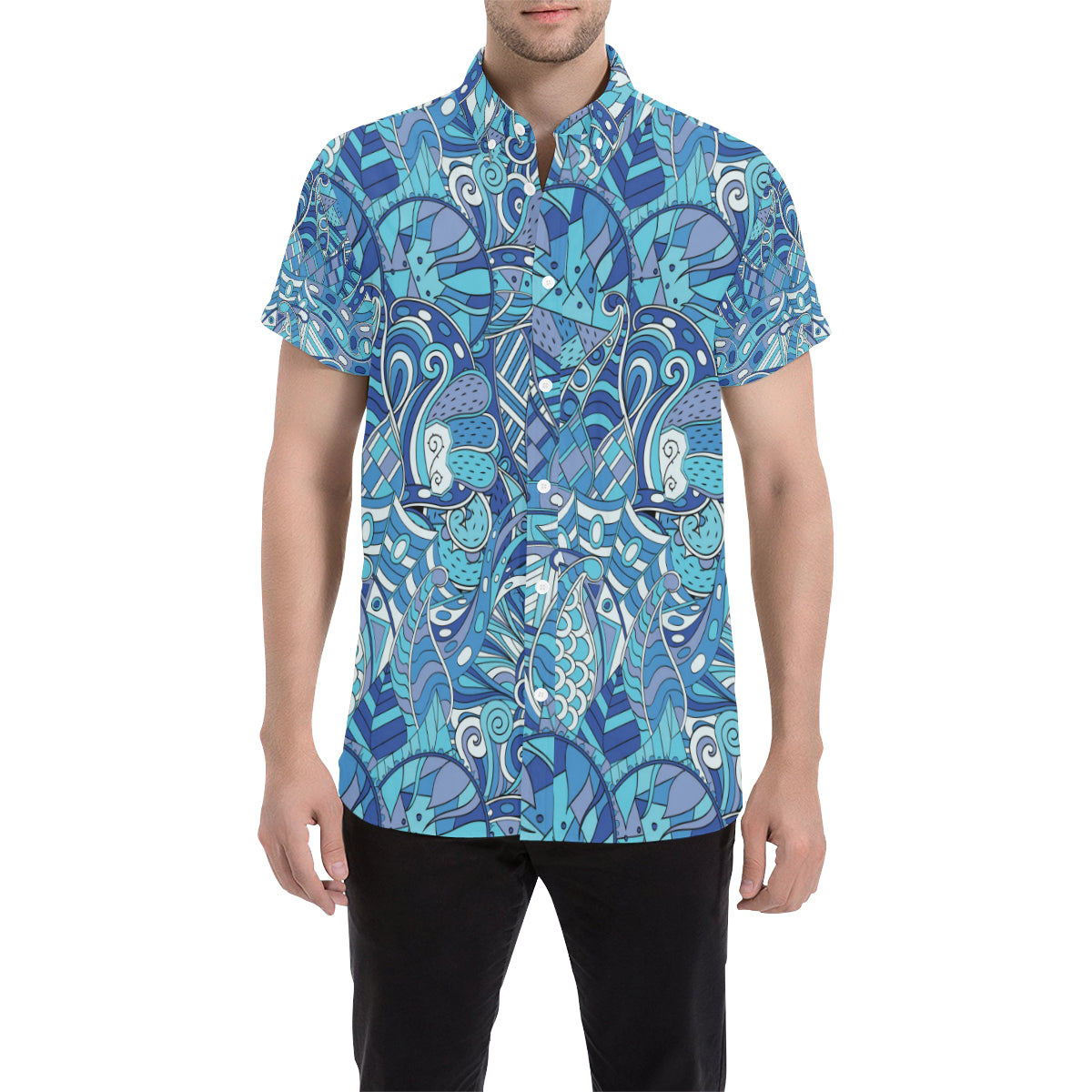 Funky Retro Pattern Print Design A02 Men's Short Sleeve Button Up Shirt