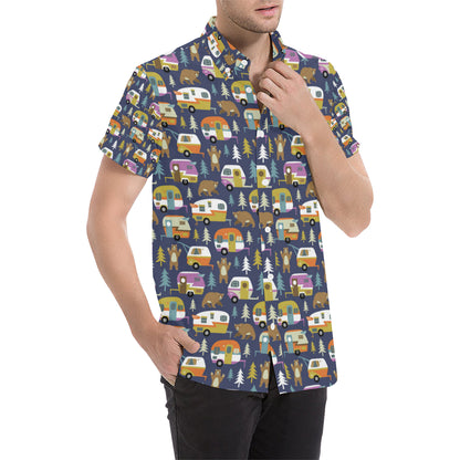 Camper Pattern Print Design 04 Men's Short Sleeve Button Up Shirt
