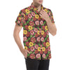 Daisy Gerbera Print Pattern Men's Short Sleeve Button Up Shirt