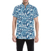 Wave Themed Pattern Print Men's Short Sleeve Button Up Shirt