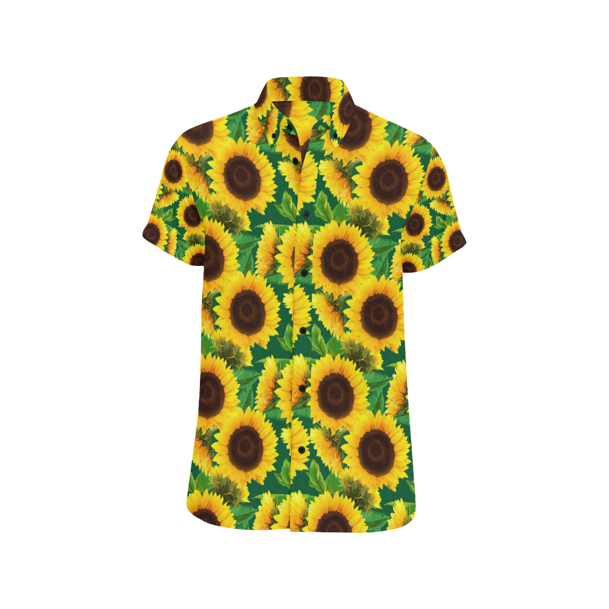 Sunflower Pattern Print Design SF02 Men's Short Sleeve Button Up Shirt