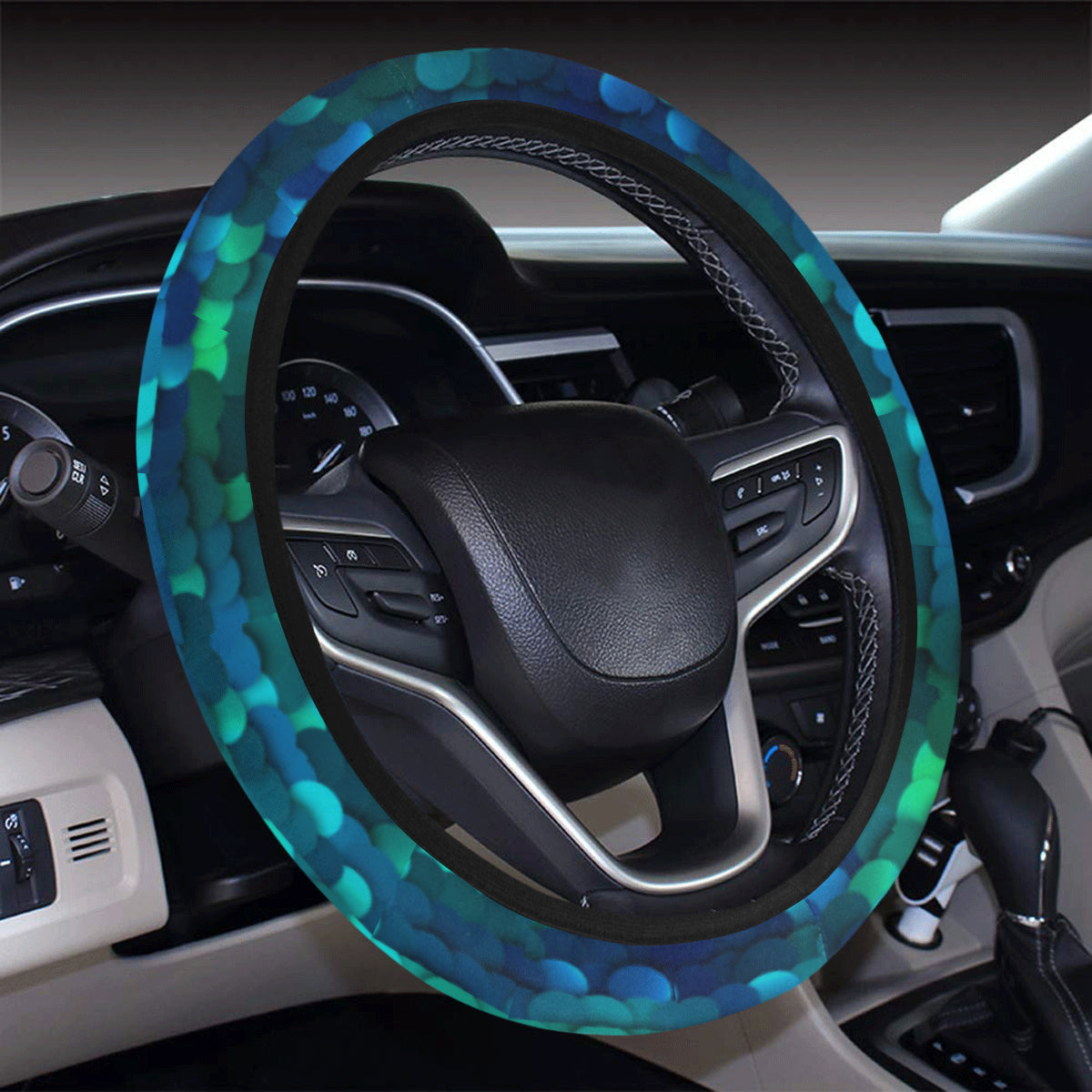 Mermaid Scales Pattern Print Design 06 Steering Wheel Cover with Elastic Edge