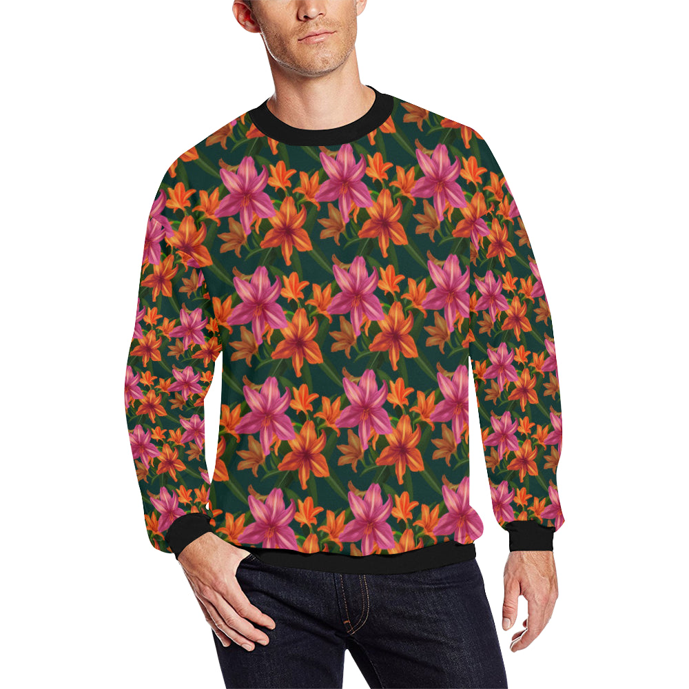 Amaryllis Pattern Print Design AL01 Men Long Sleeve Sweatshirt
