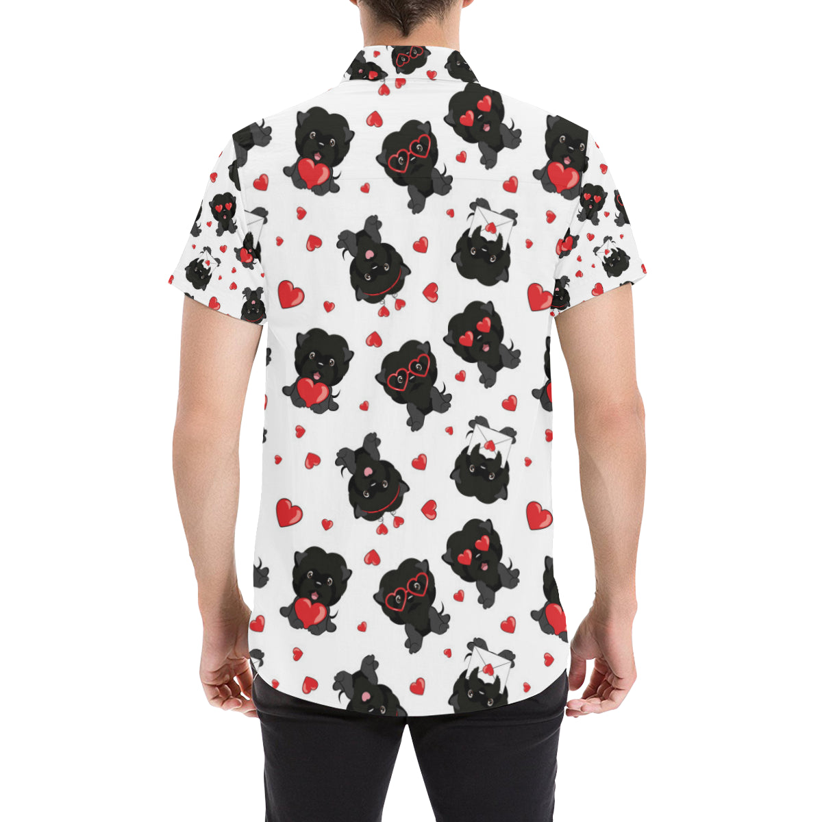 Affenpinscher Pattern Print Design 01 Men's Short Sleeve Button Up Shirt