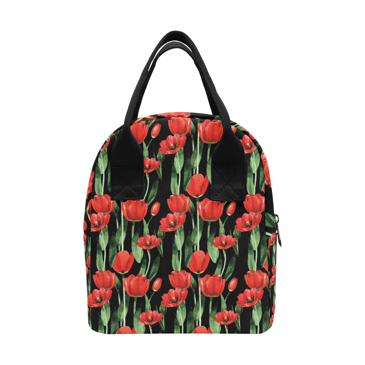 Tulip Red Pattern Print Design TP03 Insulated Lunch Bag