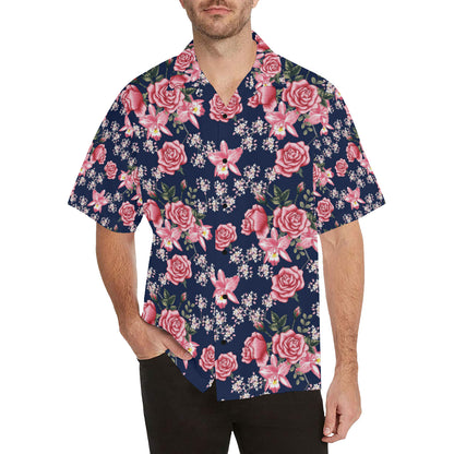 Rose Pattern Print Design A05 Men's Hawaiian Shirt