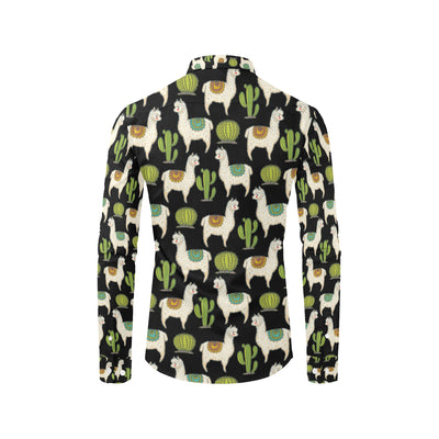 Alpaca Cactus Pattern Print Design 07 Men's Long Sleeve Shirt