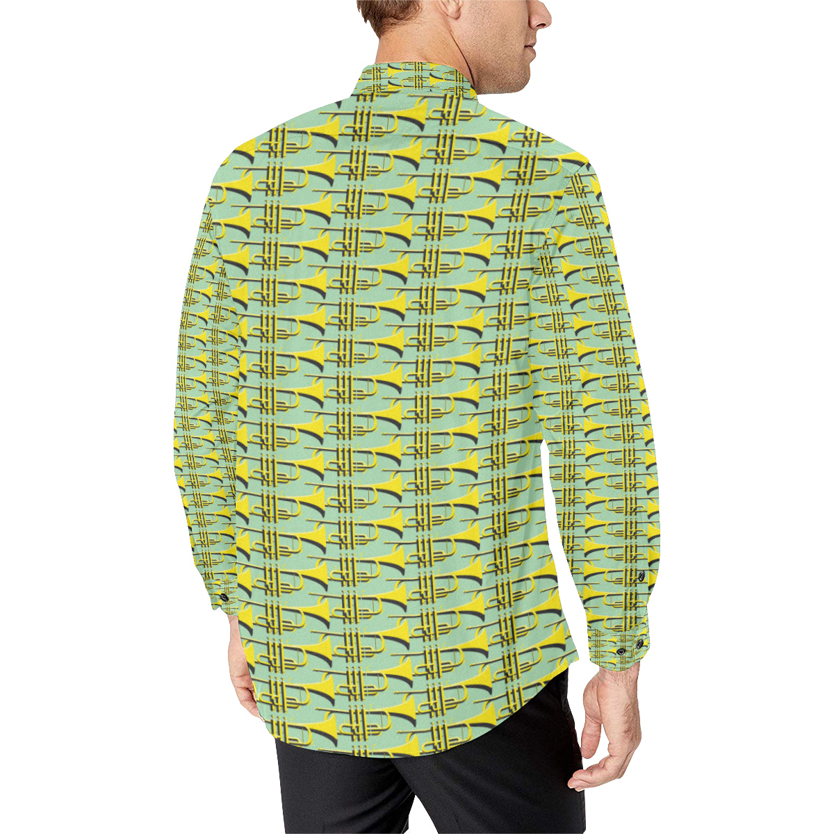 Trumpet Vintage Design Print Men's Long Sleeve Shirt