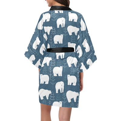 Polar Bear Pattern Print Design A01 Women's Short Kimono