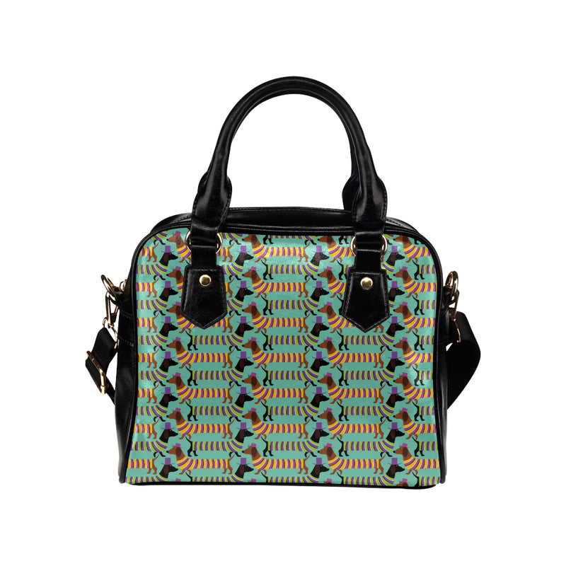 Dachshund Pattern Print Design 05 Shoulder Handbag