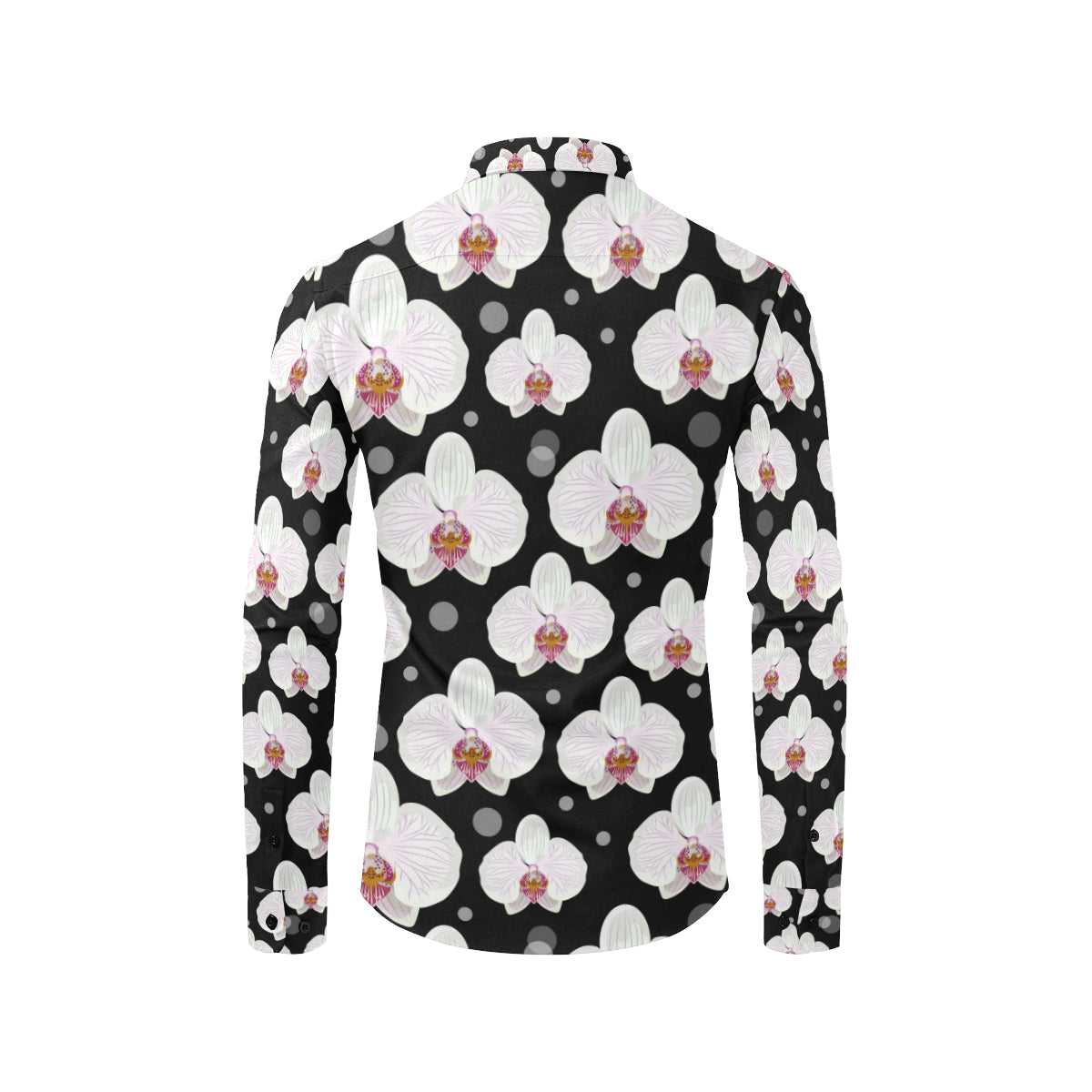 Orchid White Pattern Print Design OR09 Men's Long Sleeve Shirt