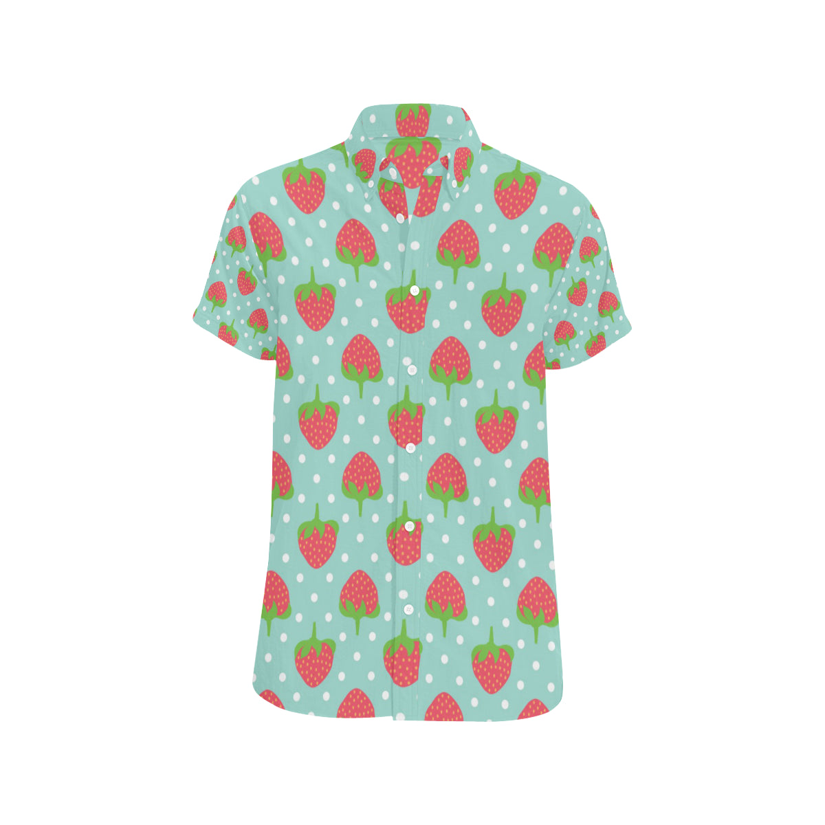 Strawberry Pattern Print Design SB06 Men's Short Sleeve Button Up Shirt