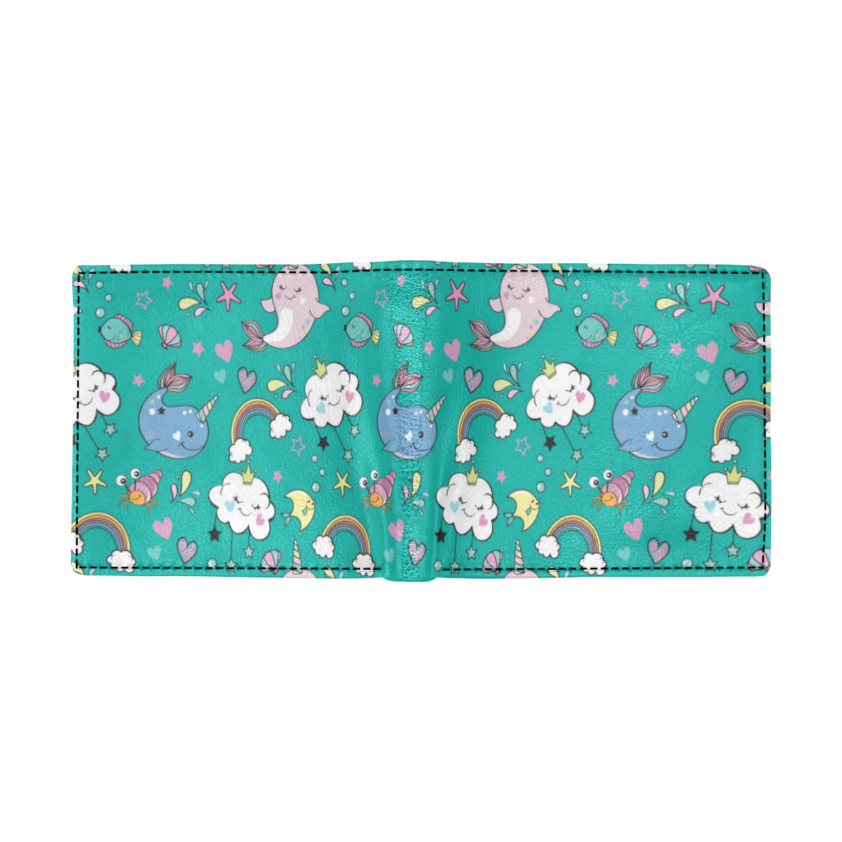 Narwhal Pattern Print Design 04 Men's ID Card Wallet