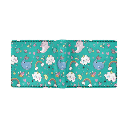 Narwhal Pattern Print Design 04 Men's ID Card Wallet