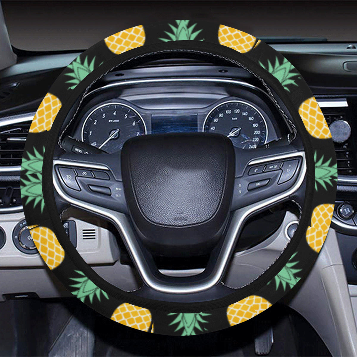 Pineapple Pattern Print Design A03 Steering Wheel Cover with Elastic Edge