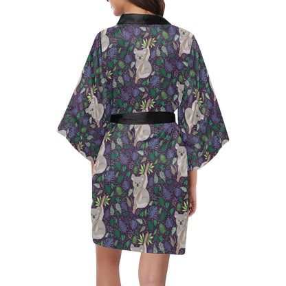 Koala Pattern Print Design 06 Women's Short Kimono