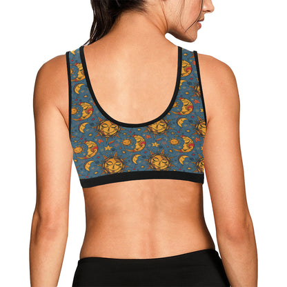 Celestial Moon Sun Pattern Print Design 02 Sports Bra