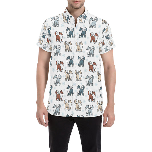 Alaskan Malamute Pattern Print Design 02 Men's Short Sleeve Button Up Shirt