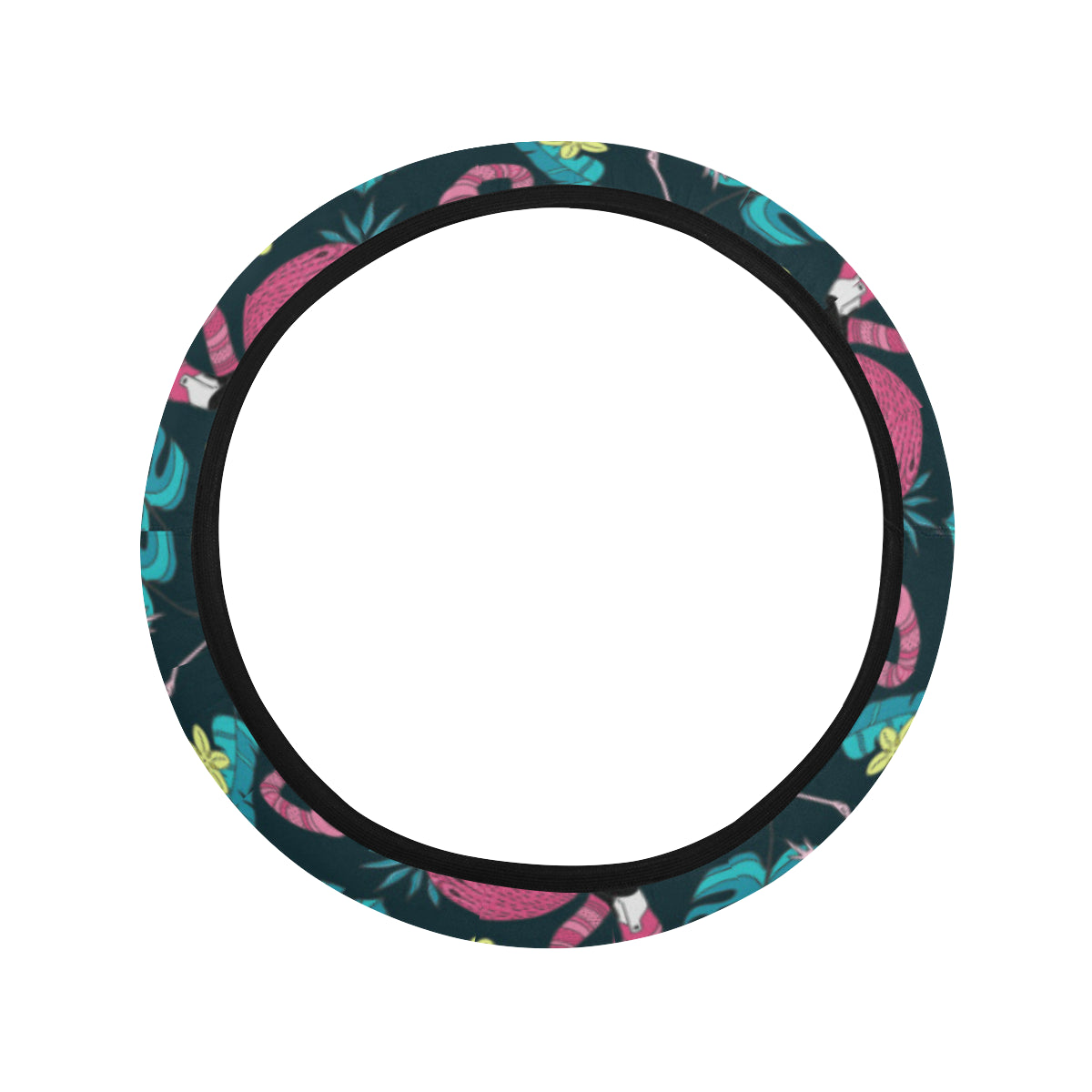 Flamingo Print Pattern Steering Wheel Cover with Elastic Edge