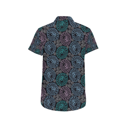 Eye of Horus Ethnic Pattern Men's Short Sleeve Button Up Shirt