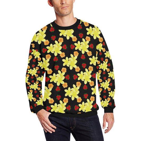 Yellow Plumeria Pattern Print Design PM04 Men Long Sleeve Sweatshirt
