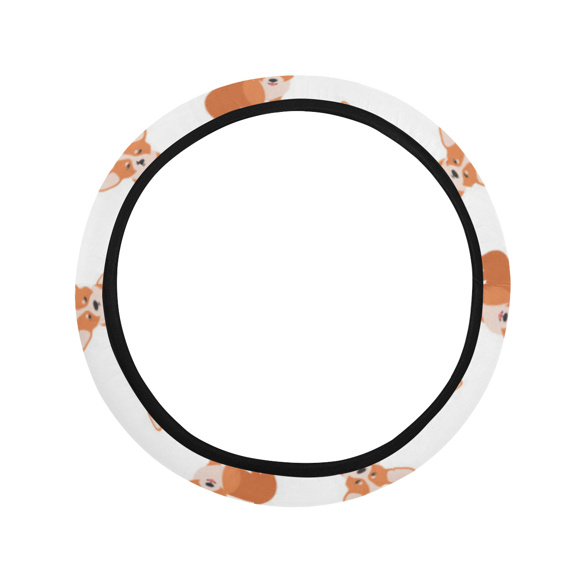 Cardigan Welsh Corgis Pattern Print Design 02 Steering Wheel Cover with Elastic Edge