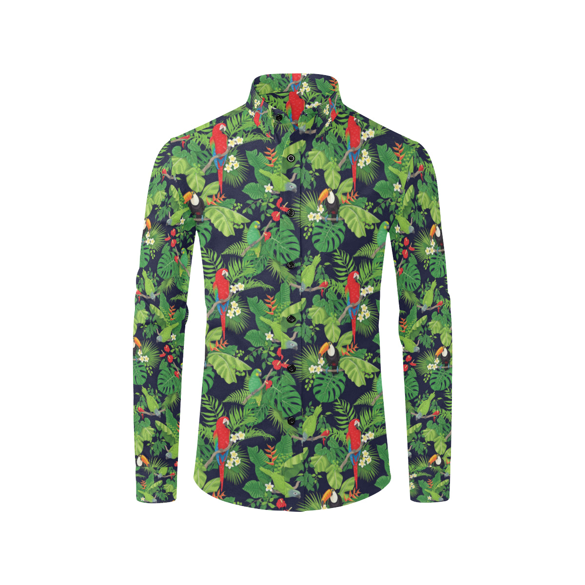 Rainforest Parrot Pattern Print Design A03 Men's Long Sleeve Shirt