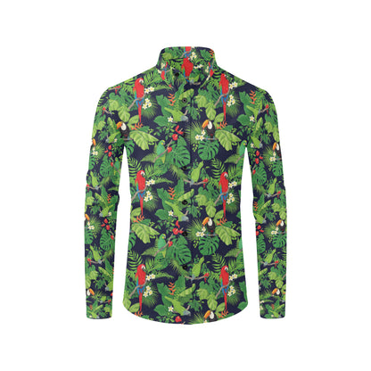 Rainforest Parrot Pattern Print Design A03 Men's Long Sleeve Shirt