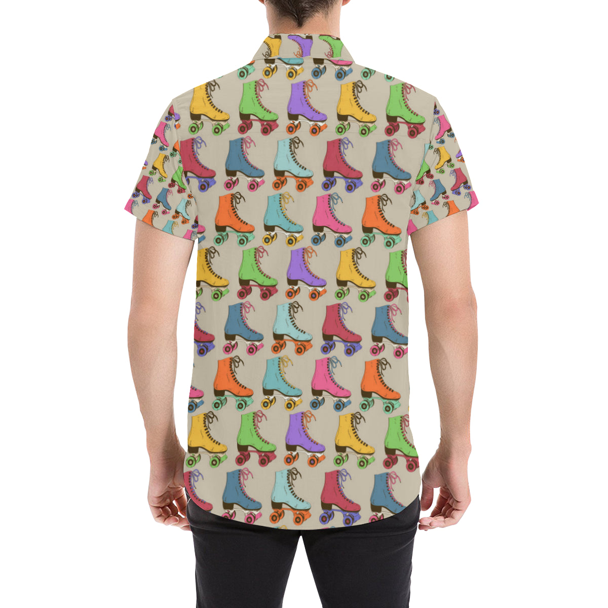 Roller skate Pattern Print Design A01 Men's Short Sleeve Button Up Shirt