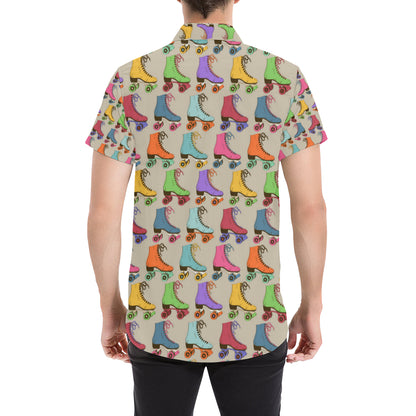 Roller skate Pattern Print Design A01 Men's Short Sleeve Button Up Shirt