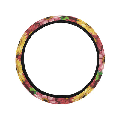 Daisy Gerbera Print Pattern Steering Wheel Cover with Elastic Edge