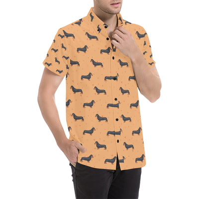 Dachshund Draw Print Pattern Men's Short Sleeve Button Up Shirt